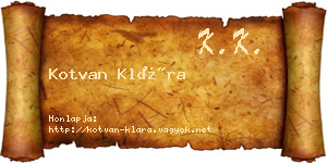 Kotvan Klára névjegykártya